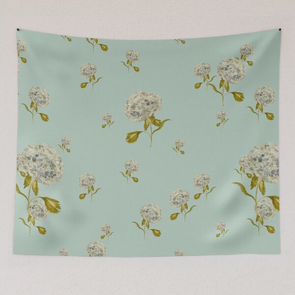 Item preview, Hydrangea flower cute ornate pattern a watercolor mint designed and sold by Yana Mustafina | Boho Soulful Designs.