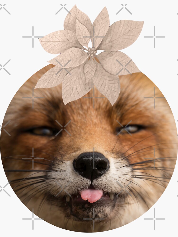 "Fox and Floral Watercolor, Funny Red Fox Face, Cute Red Fox Cub