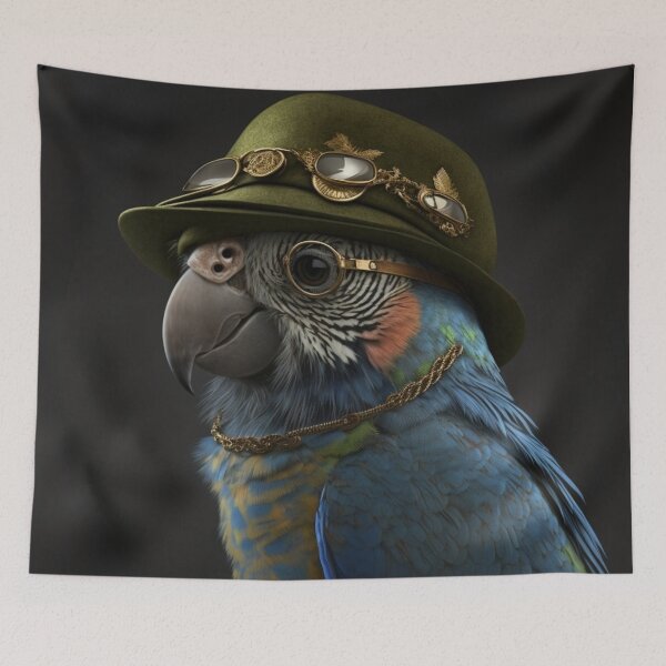 Item preview, A cute parrot in a hat and glasses designed and sold by lokirick.