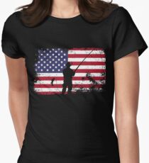 american flag fishing - usa fishing Women's Fitted T-Shirt