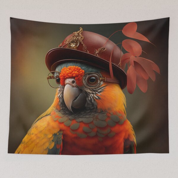 Item preview, A parrot with a hat and glasses designed and sold by lokirick.