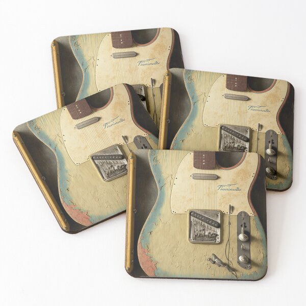 Item preview, Vintage electric guitar with aged effect and pop art style designed and sold by guitar-art.