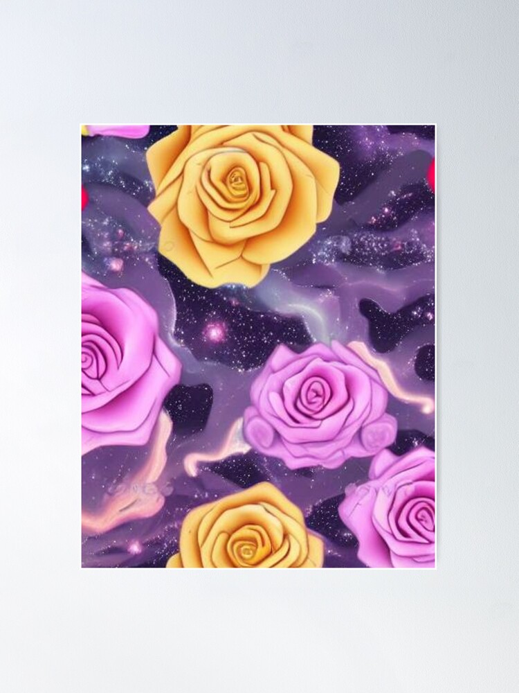 Fantasy Purple and Yellow Giant Rose Blooms | Poster