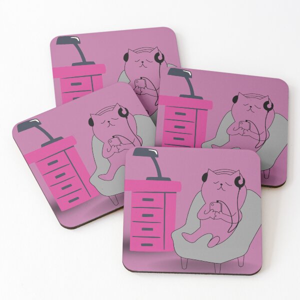 Item preview, Cat relaxing and listening to music in pink designed and sold by Darkshades.
