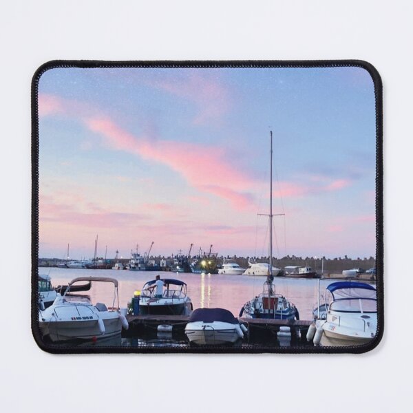 Item preview, boats in the harbor at sunset designed and sold by danielpanainte.