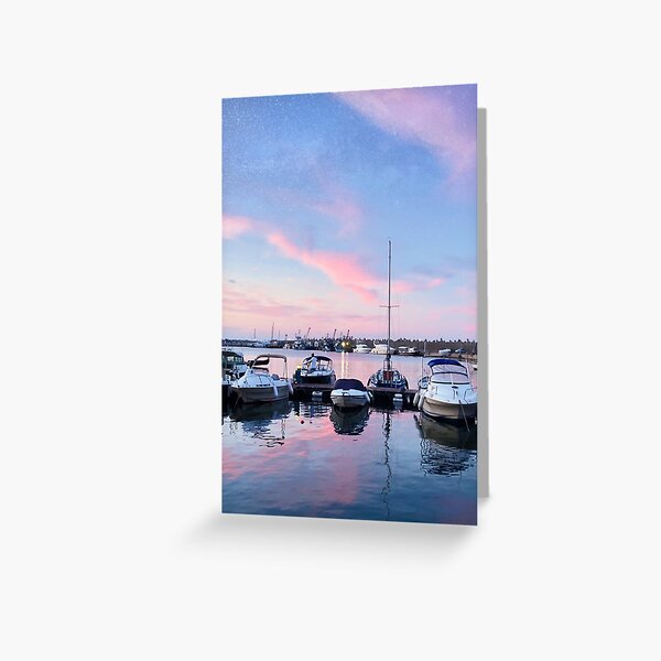 Item preview, boats in the harbor at sunset designed and sold by danielpanainte.