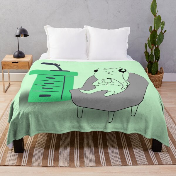 Item preview, Cat relaxing and listening to music in green designed and sold by Darkshades.