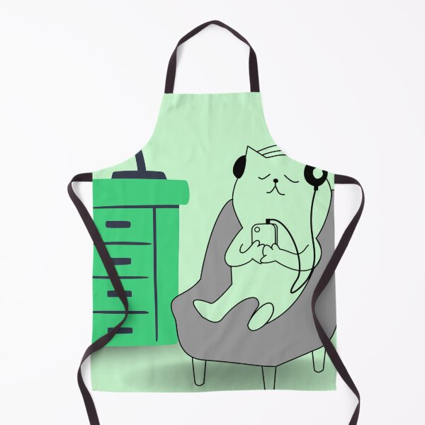 Item preview, Cat relaxing and listening to music in green designed and sold by Darkshades.