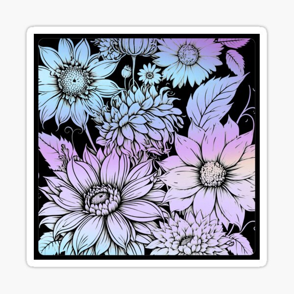 Item preview, Flower line art in color designed and sold by MersaultMax.