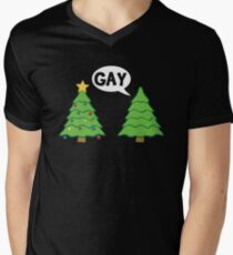 Gay Christmas Tree Funny Xmas Holiday Men's V-Neck T-Shirt