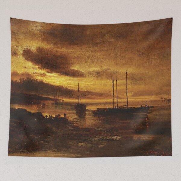 Item preview, Night Scene on the Volga River Wall Art Decor Vintage Painting designed and sold by AC-BCPrint.