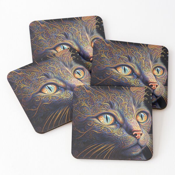 Item preview, Psychedelic portrait of a cat face designed and sold by RK - Shop.