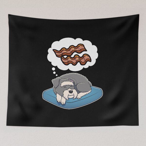 Item preview, Miniature Schnauzer dreaming about Bacon designed and sold by DoggieDelights.