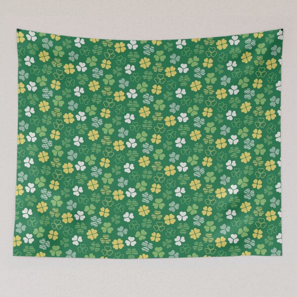 Item preview, Lucky green yellow shamrocks four-leaf clovers  designed and sold by RevolutionizZed.