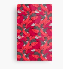 Purrrfect Pattern (Red) Metal Print