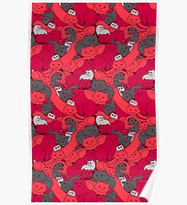Purrrfect Pattern (Red) Poster