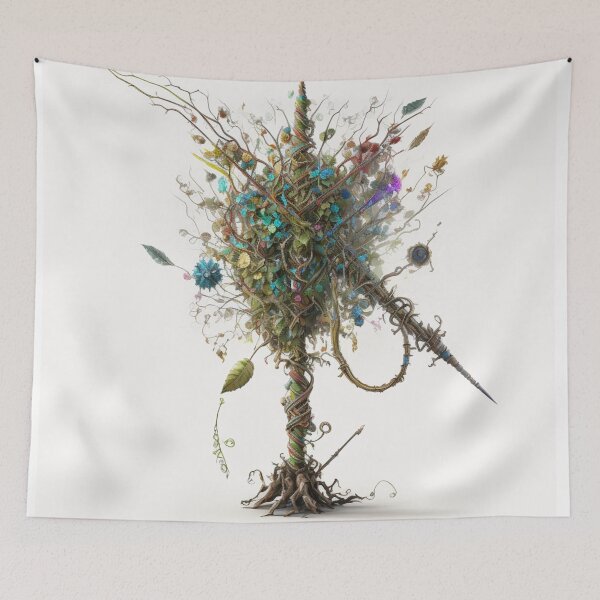 Item preview, Totem containing feathers and moss and vines and petals and leaves designed and sold by artfullyprompt.