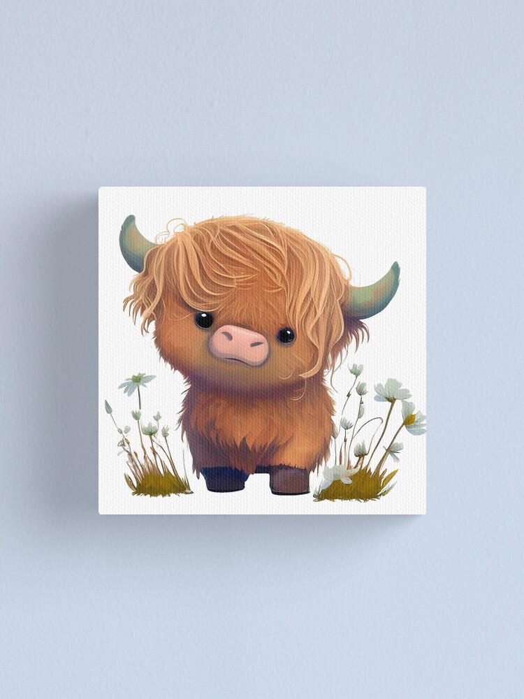 7 pink highland cows with leaves and Fabric