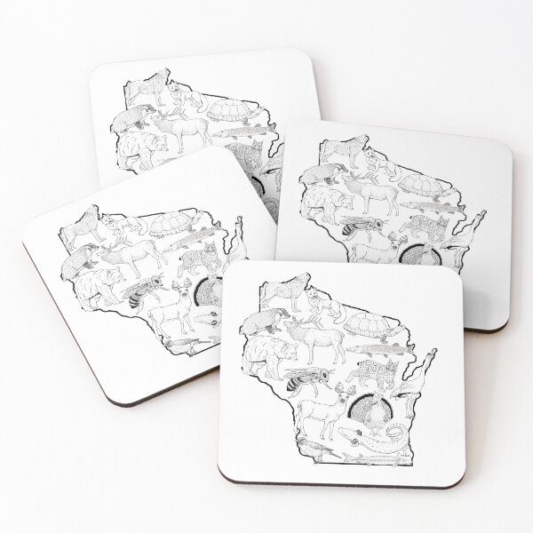 Item preview, Wisconsin Wildlife State Silhouette - Black & White designed and sold by EcoElsa.