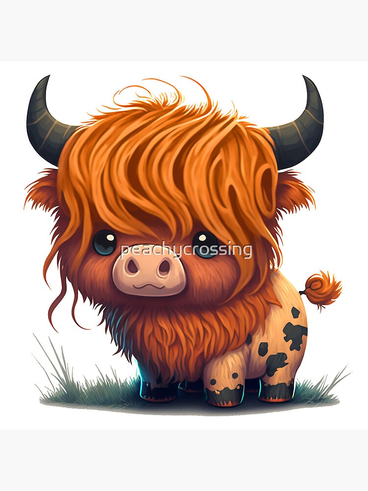 7 pink highland cows with leaves and Fabric