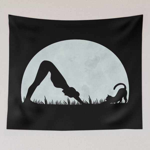 Item preview, Downward Dog Cat Yoga By Moonlight - Cute designed and sold by humnoo.