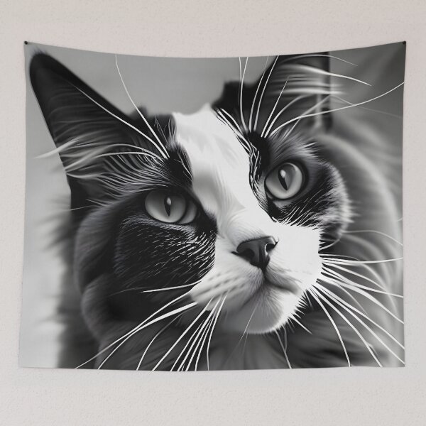 Item preview, Black and White Cat - Modern Digital Art designed and sold by Ai-michiart.