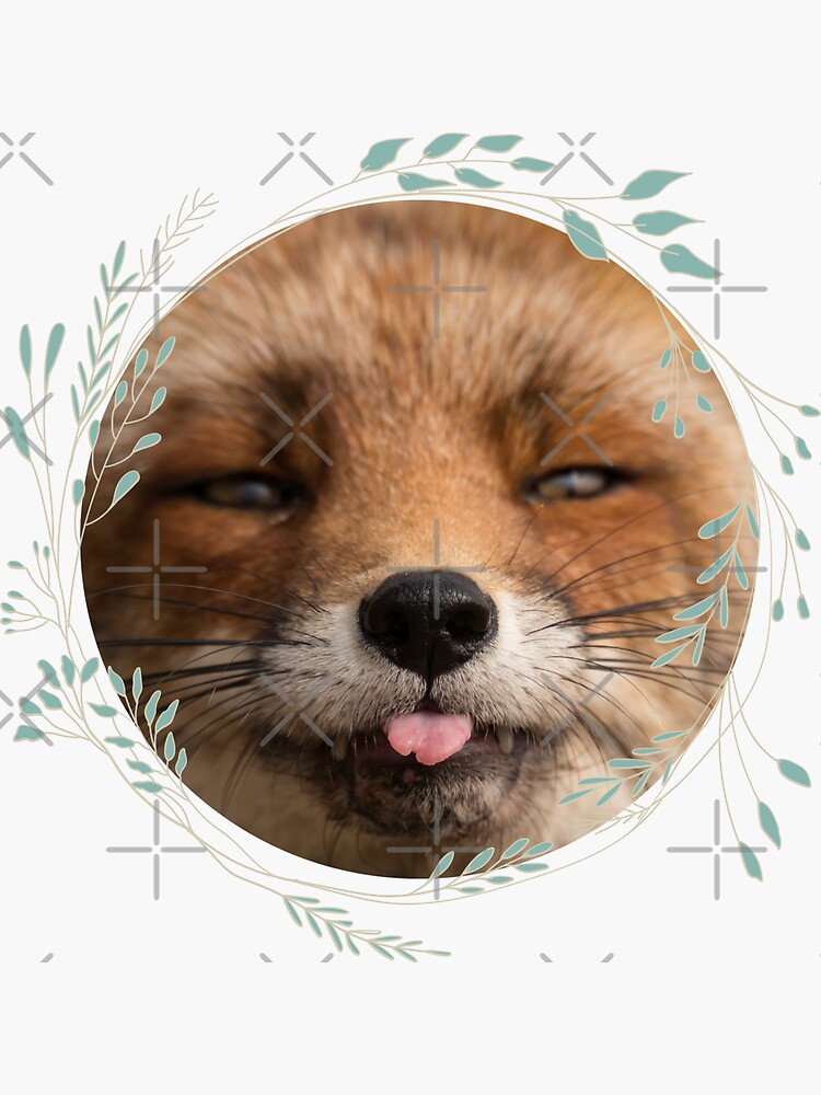 "Fox and Floral Watercolor, Funny Red Fox Face, Cute Red Fox Cub