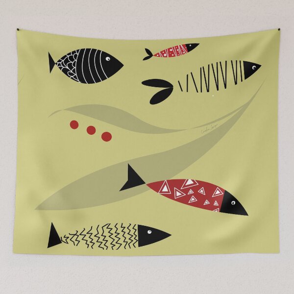 Item preview, Retro 50’s ocean scene for wild open water swimmers, deep sea divers.  Caroline Laursen Original designed and sold by Caroline Laursen.