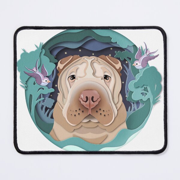 Item preview, Cream Shar Pei and birds in the woods designed and sold by SharPeiArt.