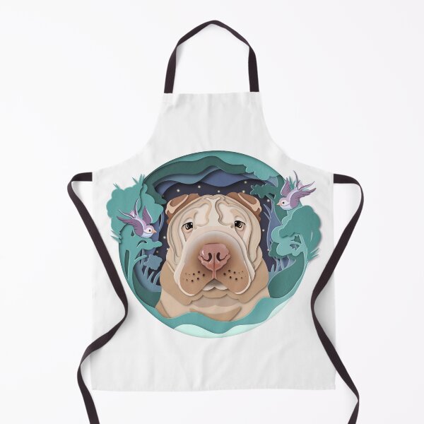 Item preview, Cream Shar Pei and birds in the woods designed and sold by SharPeiArt.