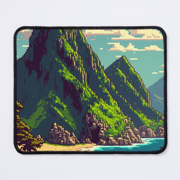 Item preview, Hawaiian Landscape Pixel Art Island Mountains designed and sold by peachycrossing.