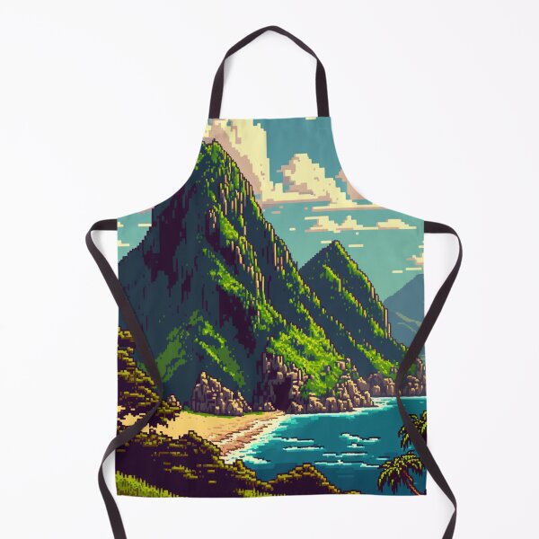 Item preview, Hawaiian Landscape Pixel Art Island Mountains designed and sold by peachycrossing.
