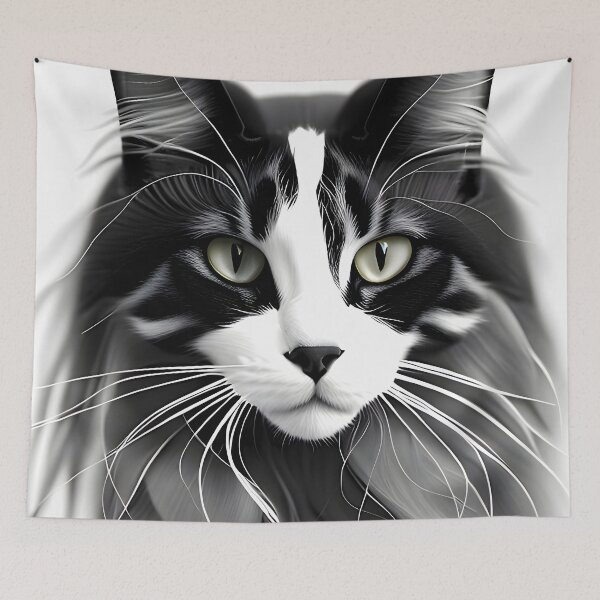 Item preview, Black and White Cat - Modern Digital Art designed and sold by Ai-michiart.