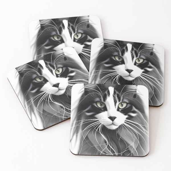 Item preview, Black and White Cat - Modern Digital Art designed and sold by Ai-michiart.