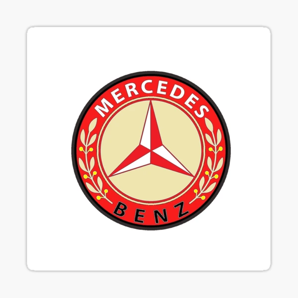 Sticker for Sale mit Mercedes-Logo in Rot von Whiatts-store