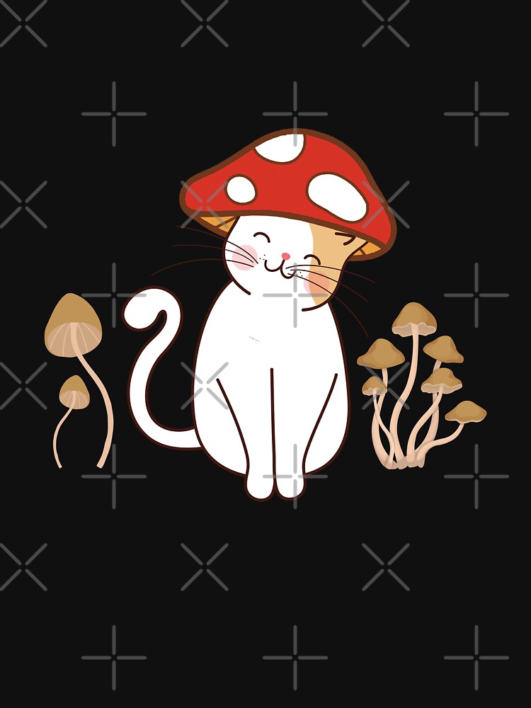 "Cottagecore Cats Aesthetic Cat Mushroom Hat Kawaii" Tshirt for Sale