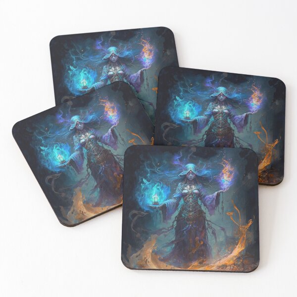 Item preview, arcane spellcaster weaving elemental mana designed and sold by artfullyprompt.