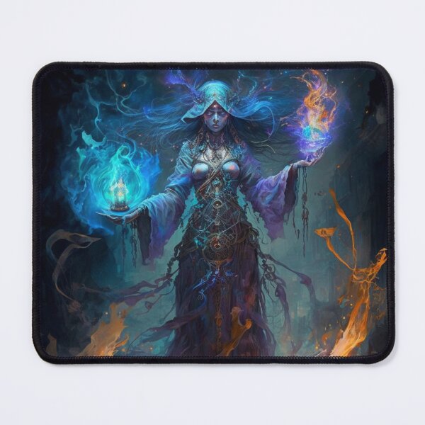 Item preview, arcane spellcaster weaving elemental mana designed and sold by artfullyprompt.