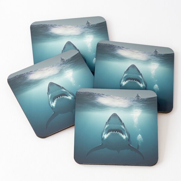 Item preview, white shark and surfer designed and sold by Arthoughts.