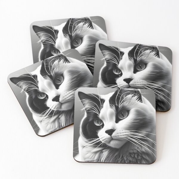 Item preview, Black and White Cat - Modern Digital Art designed and sold by Ai-michiart.