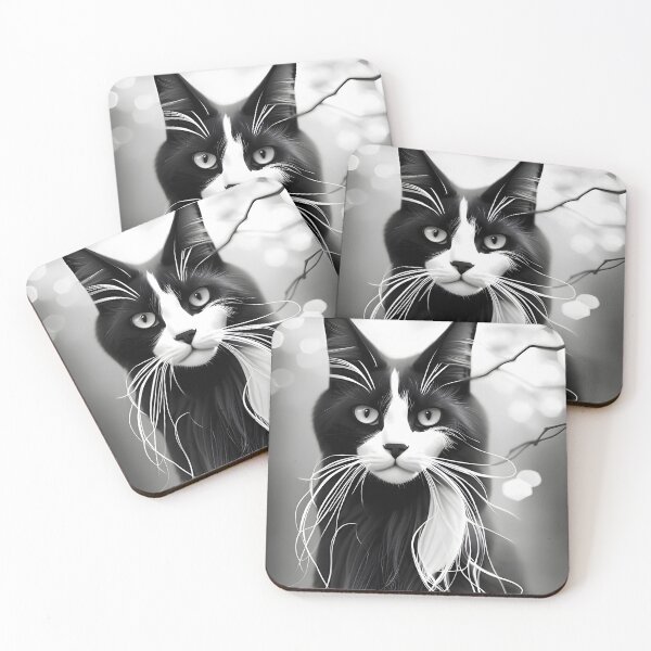 Item preview, Black and White Cat - Modern Digital Art designed and sold by Ai-michiart.