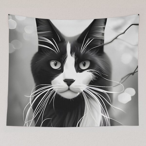 Item preview, Black and White Cat - Modern Digital Art designed and sold by Ai-michiart.