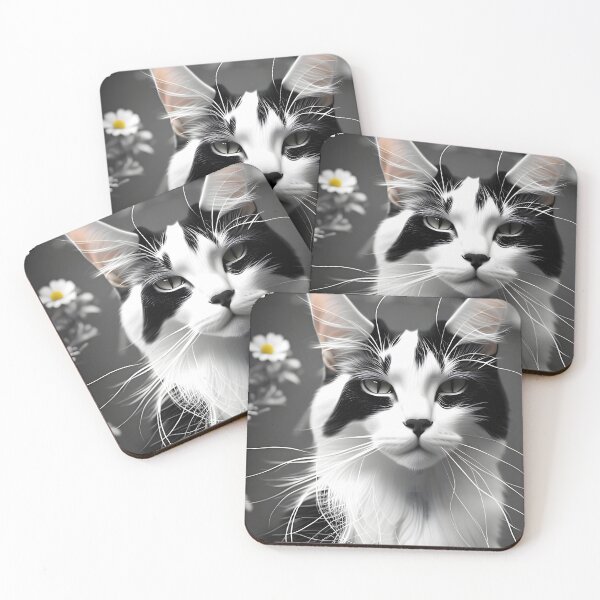 Item preview, Black and White Cat - Modern Digital Art designed and sold by Ai-michiart.