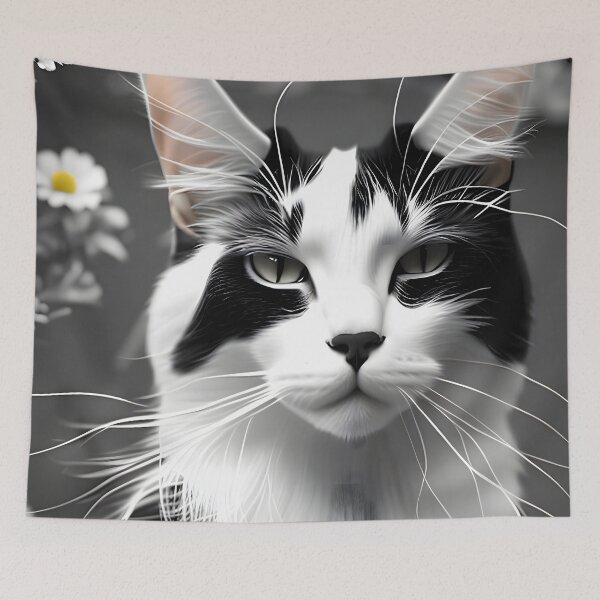 Item preview, Black and White Cat - Modern Digital Art designed and sold by Ai-michiart.