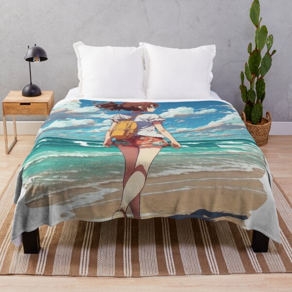Item preview, Girl Walking on Beach - Colorful Cartoon Outoor Adventures designed and sold by Sunchaser World.