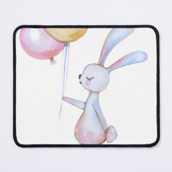 Item preview, Pink bunny with balloons poster designed and sold by WaveDance.