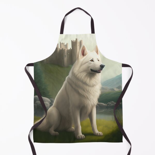 Artikelvorschau, Berger Blanc Suisse mit Schloss, weisser Schäferhund, Poster entworfen und verkauft von CosmicCritters.