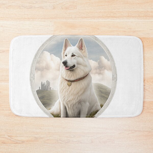 Artikelvorschau, Berger Blanc Suisse, weisser Schäferhund, Retro Aufkleber entworfen und verkauft von CosmicCritters.
