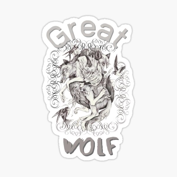 "Copy of Great Wolf Lodge, wolf's den, angry wolf, " Sticker for Sale