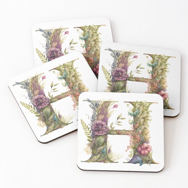 Item preview, Floral Garden Watercolor Monogram Letter H designed and sold by FloralFancy.